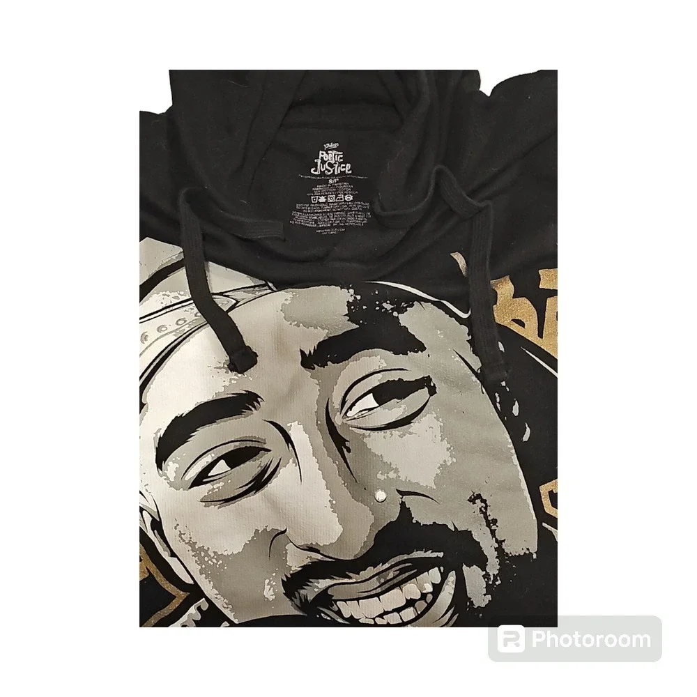 Poetic Justice Tupac Shakur Long Sleeve Hoodie Sweatshirt‎ Black Men Size Small
